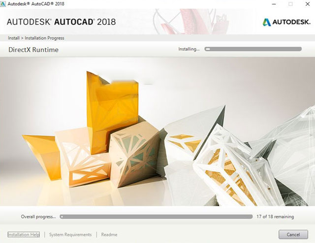 Click chuột vào Install để kích hoạt Autodesk Autocad 2018