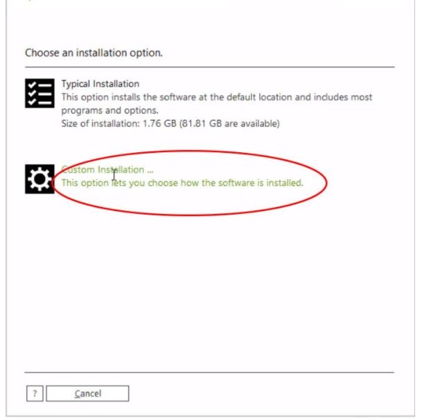 chọn custom installation