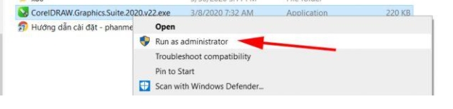 cho chạy phần mềm CorelDraw 2020