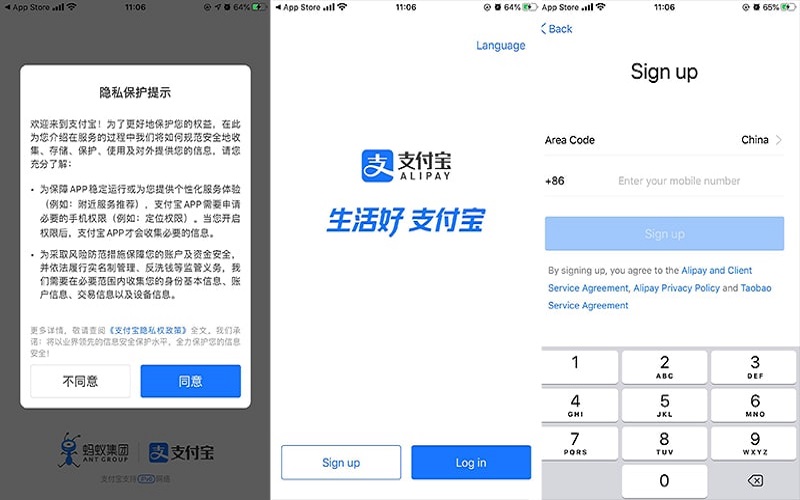 tạo tài khoản alipay trên điện thoại