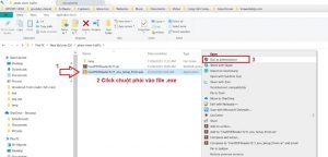 nhấp chuột phải vào file và chọn run as administrator